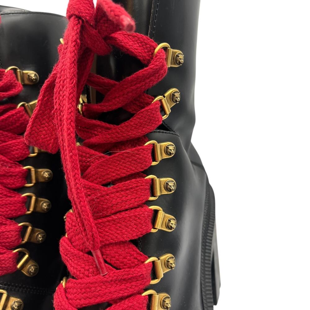Gucci Combat Boots Ankle Bootie Magnum Calfskin Lace Up Chunky Black Size 37.5 - Picture 5 of 12